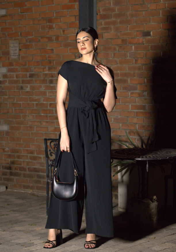 COLD SHOULDER BLACK JUMPSUIT